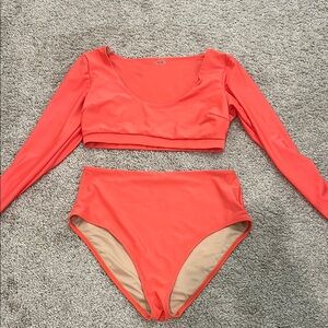 Old Navy Coral Long Sleeve Bikini Set